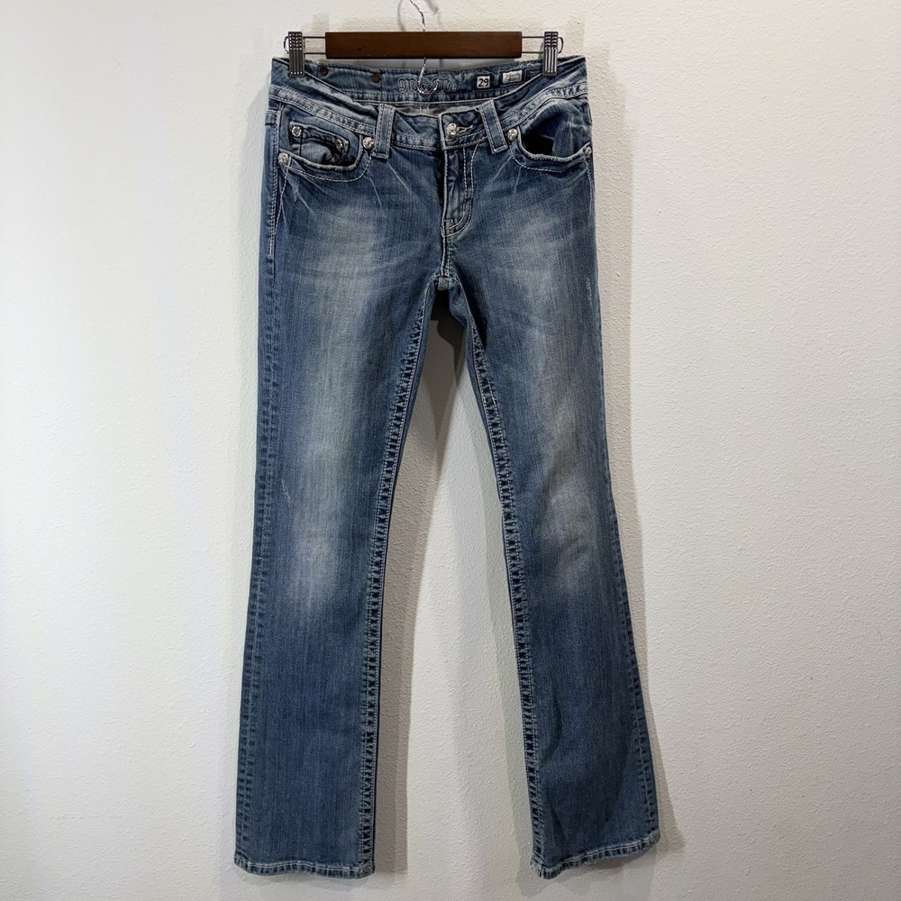 Miss Me JP54098 Boot Women's Size 29 Low Rise Bootcut Jeans Embellished Pockets